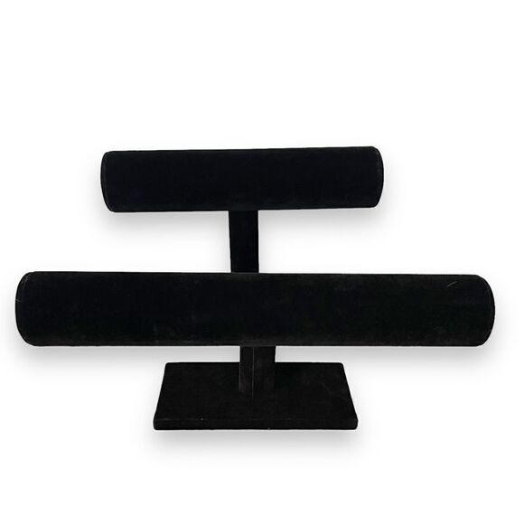 Black Velvet T-Bar Bracelet Jewelry Display Stand Set of 2 - Picture 7 of 15